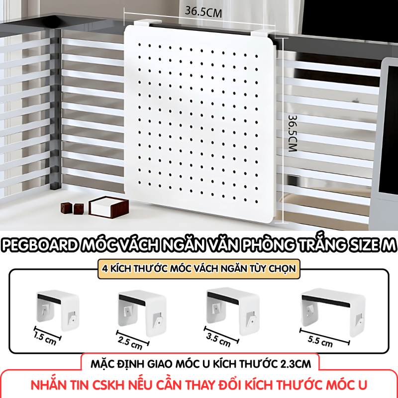 Pegboard móc U vách ngăn - M trắng
